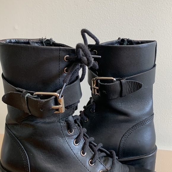 STEVE MADDEN Griffen Leather Moto Combat Style Boots Size 7.5 Black - Picture 10 of 16